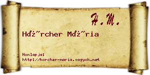 Hörcher Mária névjegykártya